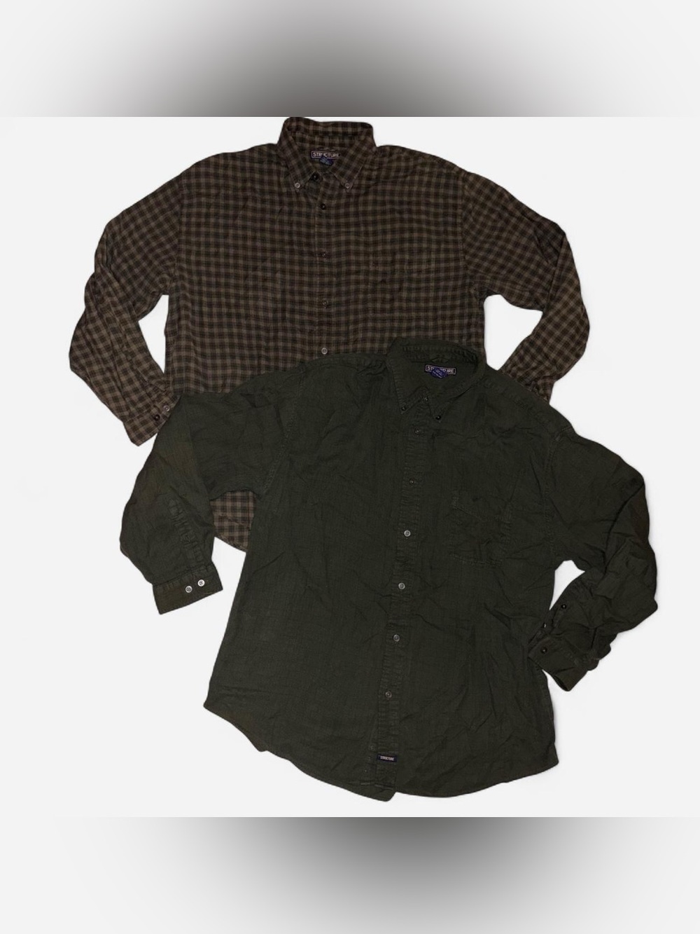 vtg 90s lightweight flannels - structure, sz xl 100% cotton grunge skater